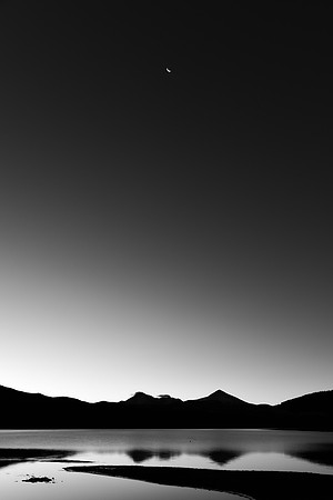 Crescent moon at sunrise
